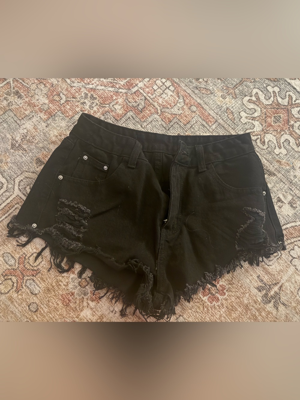 Women’s Black Distressed Denim Cutoff Shorts